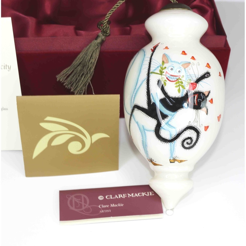 Ne' Qwa Art Dancing Cats By Artist Clare Mackie Glass Christmas Ornament - Picture 2 of 12